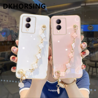 DKHORSING Y17S ปลอกอ่อนวิฟโวเคสมือถือชุบโลหะ Y17s วิฟหรูหราใหม่ VIVOY17S ฝาหลังป้องกันด้วยสร้อยข้อมือโคลเวอร์ชุบโลหะด้วยไฟฟ้า