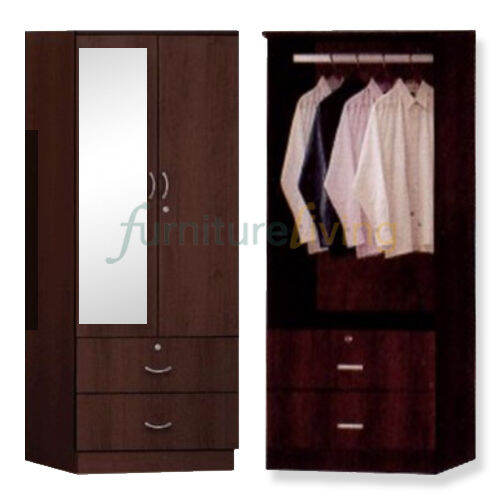 Furniture Living 2 Door Solid Plywood Wardrobe with NEW Soft Close Door