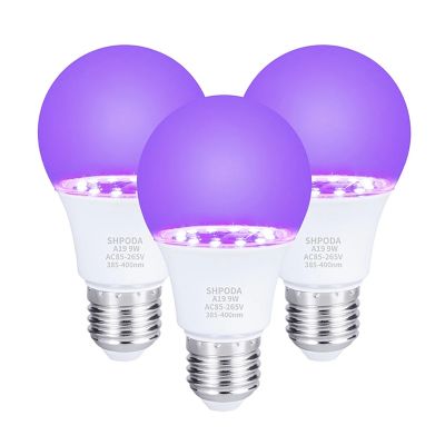 3Pcs 10W Ultraviolet UV Bulb Fluorescent Detection UV Lamp Blue Lamp E26 110V 220V for DJ Party Decoration