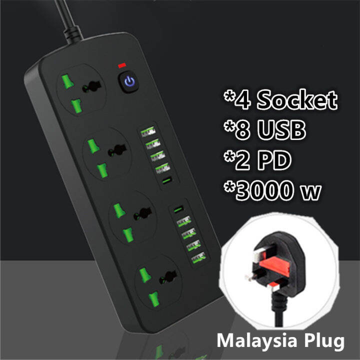 online Extension Socket Malaysia Plug Adapter 4AC/4 Plug 8