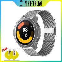 ﹍♂▪ 2in1 Watch Case สายโลหะสำหรับ Xiaomi Watch S1 Active สร้อยข้อมือสแตนเลสสำหรับ Mi Watch สี 2 เข็มขัดเปลือกป้องกัน