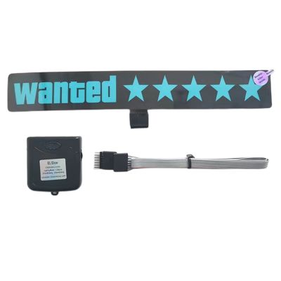Windshield Electric 5 Stars Wanted Car LED Sign Light Up Window Stickers for JDM Glow Panel Accessories - Blue Light