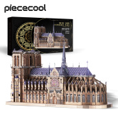Piececool Câu đố kim loại 3D cho người lớn Nhà thờ Đức Bà Paris Bộ dụng cụ mô hình kim loại Bộ xây dựng Nhà thờ Pháp Bộ
