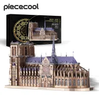 Piececool 3D Metal Puzzles for Adults Notre Dame De Paris Church Metal Model Kits French Cathedral Building Blocks Sets