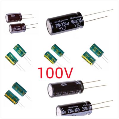Hot Selling 100V DIP High Frequency Aluminum Electrolytic Capacitor 1Uf 2.2Uf 4.7Uf 6.8Uf 8.2Uf 10Uf 15Uf 22Uf 33Uf 47Uf 56Uf 68Uf 82Uf