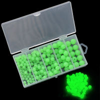 150pcs/set Fluorescent Green Glow Floating Rubber Luminous Beads Fishing