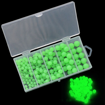 150pcs/set Fluorescent Green Glow Floating Rubber Luminous Beads Fishing