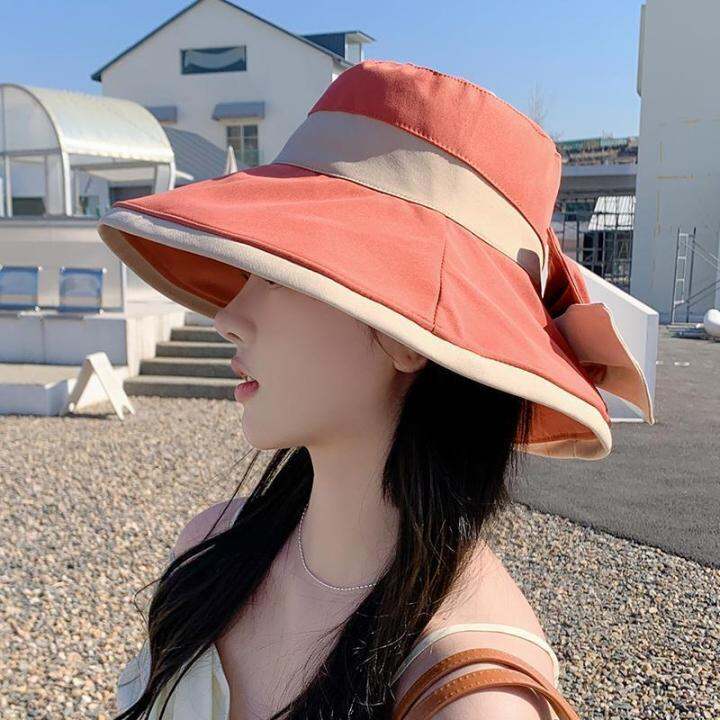 bowknot-hat-female-fashion-summer-japanese-bucket-hat-casual-and-sweet-big-brim-sun-hat-sun-proof-all-matching-sun-hat