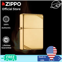 Zippo Vintage 1937 Design with Slashes High Polish Brass Lighter | Zippo 270 ( Lighter Without Fuel Inside )การออกแบบวินเทจ （ไฟแช็กไม่มีเชื้อเพลิงภายใน）