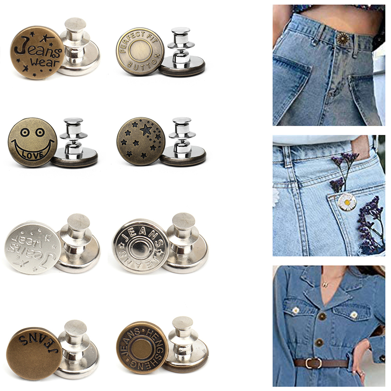 1PC Retractable Jeans ButtonAdjustable Removable Stapleless Metal G6T4 A9Z3 