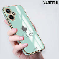 Vantime สำหรับ Infinix Hot 30 เคส 6D ชุบใบเมเปิ้ลป้องกันกล้องกรอบสี่เหลี่ยมกันกระแทกฝาหลังแบบอ่อน