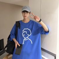 CODiy085671 【 M-8XL 】Mens Loose Fitting Student Basic Character Simple Stroke Printed Shirt Korean Version Oversized Shirt Fashion Boy Couple Short Sleeved T-shirt Top