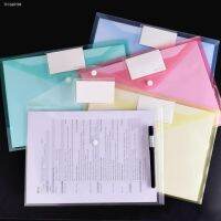 ☼ 10 Pieces Snap File Bag Plastic 16C A4 Paper Storage Folder PP Transparent Portfolio Policy Briefcase With Label Fix Pen Hole