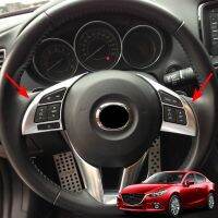 Newprodectscoming AX Chrome Interior Steering Wheel Panel Cover For Mazda 3 M3 Axela 2014 2015 2016 Trim Inner Garnish Molding Badge Frame Insert