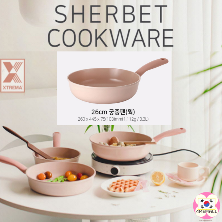Neoflam] Made in Korea Sherbet Cookware IH Induction 26cm wok, frying pan,  grill, egg pan, nonstick