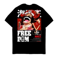 COOL อะนิเมะ Tshirt One Piece GOL D ROGER เสื้อแขนสั้นเสื้อทีหลวมสบาย ๆ เสื้อยืดกราฟิกขนาดบวก YRj