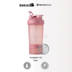BlenderBottle ProStak 22 oz Blue Cyan Shaker Cup with 2 Attachable