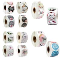 hot！【DT】♛△△  1 Roll(500Pcs) Flowers Thank You Sticker Paper Labels Round Reward scrapbooking Stickers Envelope Stationery