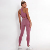 New Fashion Running Set Women Seamless Fitness Tracksuit Mujer 2 Piece Set High Waist Leggings+Long Sleeve Top Female Casual Set