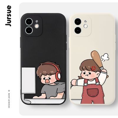 Soft Silicone Matching Couple Set Cute Funny Shockproof Phone Case Cover Casing Compatible For iPhone 14 13 12 11 Pro Max Se 2020 X Xr Xs 8 7 6s 6 Plus Xyh700