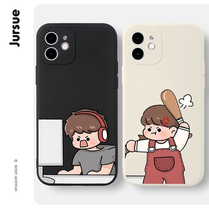 soft-silicone-matching-couple-set-cute-funny-shockproof-phone-case-cover-casing-compatible-for-iphone-14-13-12-11-pro-max-se-2020-x-xr-xs-8-7-6s-6-plus-xyh700