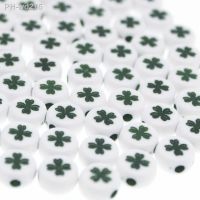 CHONGAI 200Pcs Round Acrylic Lucky Clover Beads For Jewelry Making Kid DIY Material Loose Spacer 4x7mm