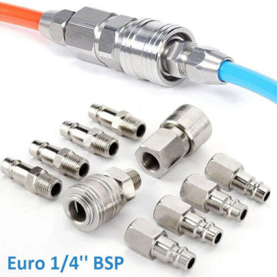 10PCS Euro Hose Release Fitting Connector Line 1/4 Air