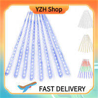 YZH Shop ไฟสายฝนดาวตกไฟ LED สำหรับปาร์ตี้งานแต่งงานคริสต์มาสอุปกรณ์ประดับต้นไม้ปลั๊กแบบ US