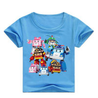 เสื้อยืดเสื้อแขนสั้นลายการ์ตูน Robocar Poli 3-12Y สำหรับเด็กเสื้อผ้าเด็กรูปการ์ตูนแขนสั้นเสื้อผ้าเด็ก0378ฤดูร้อน