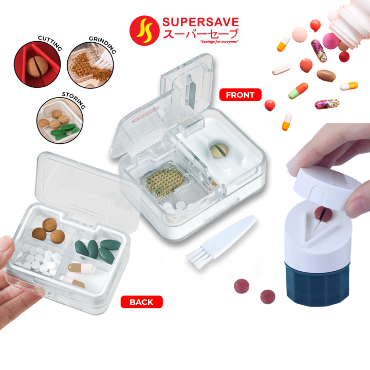 3in1 Pill Medicine Cutter Box Tablet Storage Splitter Case Portable ...
