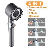 ❇ High Pressure Shower Head 3 Modes Adjustable Water Saving Shower One-Key Stop Water Massage Shower Head with Filter Element