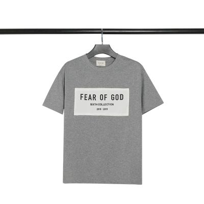 เสื้อยืดผู้หญิงลาย FOG FEAR OF GOD DUPLEX ผ้าฝ้ายบริสุทธิ์ตัวอักษรคู่รักแขนสั้นแบบหลวมใหม่