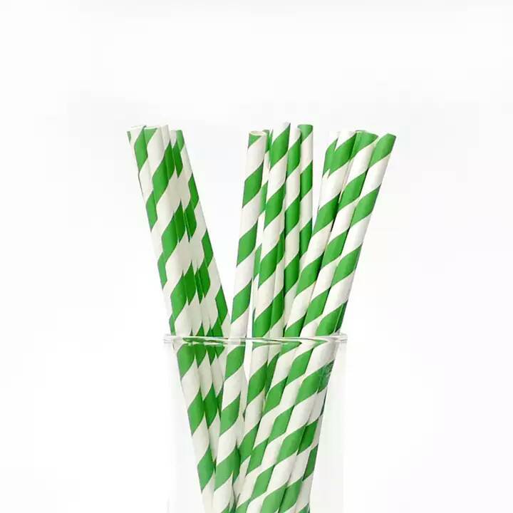 หลอดกระดาษ-หลอดดูดน้ำกระดาษ-ลายริ้วสีเขียวเข้มสลับขาว-6-197-มม-300-ชิ้น-พิเศษ-150-บาท-บรรจุกล่องกระดาษ-eco-friendly-100-ส่งฟรีประเทศไทย-paper-straws-striped-paper-straws-green-amp-white-color-unwrappe
