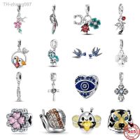 925 Sterling Silver Swallow Magpie Love Bird Bee Snail Tiger Pendant Charm Bead fit Original Pandora Bracelet DIY Women Jewelry