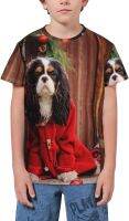 Cavalier King Charles Spaniel Dog Youth Short Sleeve T-Shirt Athletic Workout Running Shirts for Boys Kids