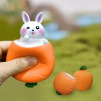 Squeeze Toy Flexible Carrot Doll Quick Recovery Stress Relief Vent Toy Squeezing Rabbit Doll Decompression Toys Kid Toy Gift Squishy Toys