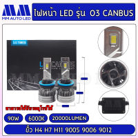 ไฟหน้าLED รุ่น O3 Canbus ( รับประกัน 1 ปี 90W 6000K 20000LM)