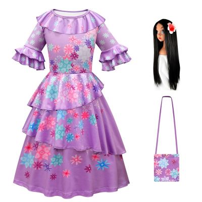 Anime Encanto Isabella Cosplay Purple Costume Girls Dress Children Fancy Dresses for wig Carnival Party Kids Cosplay Princess