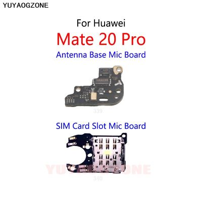 เครื่องอ่านซิมการ์ดซ็อกเก็ตถาดสล็อตไมโครโฟนโมดูลบอร์ดสัญญาณเสาอากาศเชื่อมต่อสายดิ้นสําหรับ Huawei Mate 20 Pro