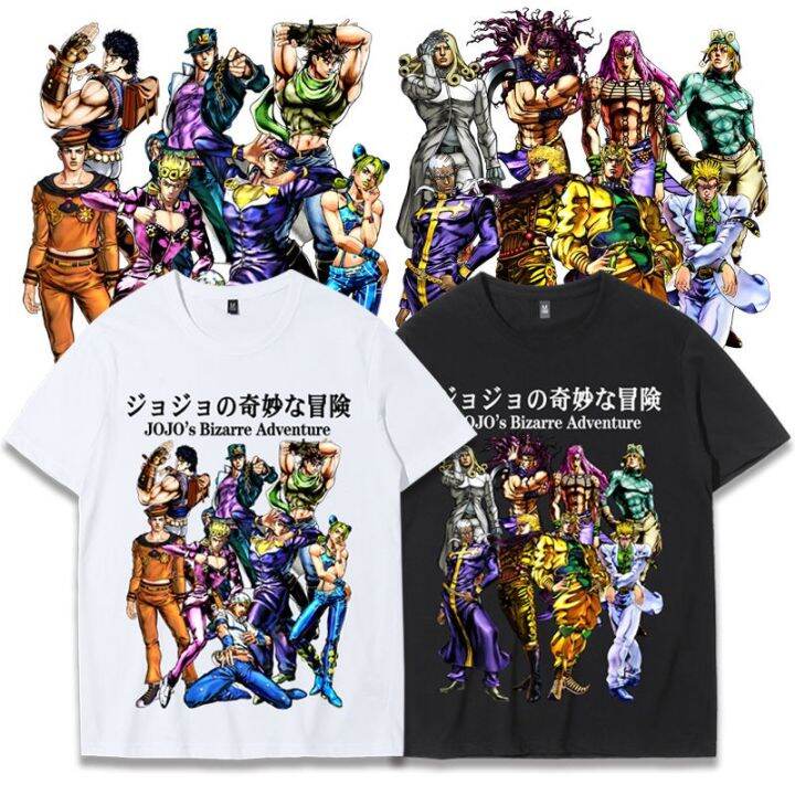 jojo-s-bizarre-adventure-co-branded-เสื้อยืด-jotaro-kujo-kira-yoshikage-ญี่ปุ่นอะนิเมะอุปกรณ์ต่อพ่วงแขนสั้นชายแนวโน้ม