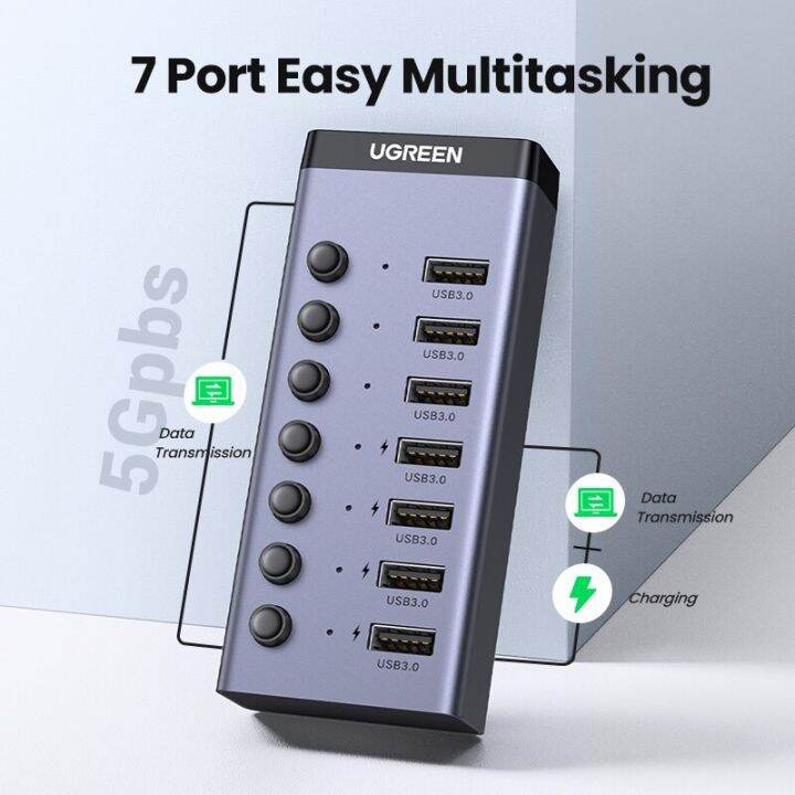 ตัวแยก-usb3-0-7พอร์ตสำหรับแมคบุ๊ค-ugreen-usb-c-hub-5gbps-พร้อมสวิตช์เดี่ยวสำหรับ-macbook-pro-air-อุปกรณ์เสริมสำหรับ-pc-feona