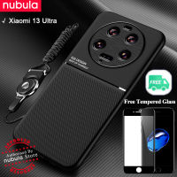 NUBULA เคส Xiaomi Mi 13อัลตร้าเคสฟรีกระจกเทมเปอร์หนังเนียนนุ่มให้ความรู้สึก Xiaomi โทรศัพท์มือถือพิเศษ13 "อัลตร้าฝาหลังกันกระแทกขาตั้งสายคล้องมือชุดทำความสะอาดหน้าจอที่ครอบสำหรับ Xiaomi ด้านหลัง Xiaomi 13" อัลตร้า