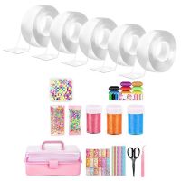 Nanos Bubble Balloon Tape Kit with Glitter Tweezer Fidget DIY Elastic Nano Tape Double Sided Bubblable Tapes