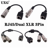 Dual XLR 3Pin ชายและหญิง RJ45หญิงอินเตอร์เฟซเครือข่ายเสียงเพื่อ XLR 3pin หญิงส่งสัญญาณเสียงสายสั้นสายไฟ