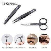 ●☍▤  Brainbow 3pcs Eyebrow Hair Remover Eyes Makeup Set with Curved Scissors