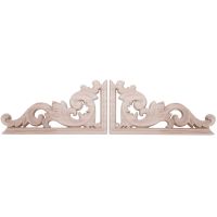 2pcs left+right(each 1pcs) Vintage Wooden Carved Corner Onlay Furniture Wall Decor Unpainted Frame Applique