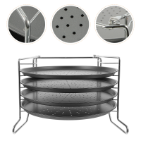 แผ่นพิซซ่ากระทะย่างสแตนเลส Home Baking Tray Set Pans Kitchen Bakeware Carbon Kitchen Cooking Tools With Holes