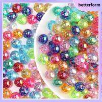 BETTERFORM 200 PCS 10มม. ค่ะ ลูกปัดแก้วหลากสี อะคริลิค สีผสมกัน ลูกปัดฟองสีผสมแบบสุ่ม งานฝีมือทำเครื่องประดับ DIY AB สี ลูกปัดบับเบิลกัมสี AB กำไลข้อมือสร้อยข้อมือ