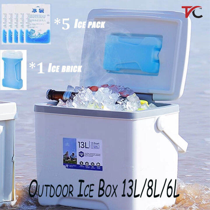【Free 5*ice pack And 1*ice brick】Outdoor Ice Box Cooler Chest Insulated