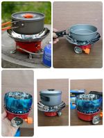 WINDPROOF CAMPING STOVE เตาแก๊สปิคนิคพร้อมที่กันลม เดินป่า/แคมป์ปิ้ง กันลม กันฝน ได้ พร้อมถุงผ้ากันน้ำใส่เตาแก๊ส 1 ใบ K-203